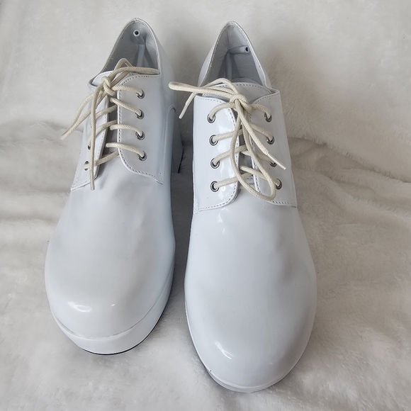 1031 Mens White 3" Heel Platform Lace Up Disco Pimp Shoes SIZE 11/12 - Picture 2 of 11